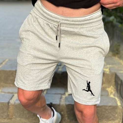 Men's Gray Slim Fit Cotton Football Player Printed Shorts