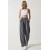 Happiness İstanbul Women's Gray Slim Striped Masculine Palazzo Pants