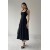 Black Midi Dress with Square Collar and Thick Straps | A-Line Casual Fit