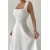 White Midi Dress with Square Collar & Thick Straps | Casual Fashion