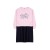 Girls' Pink Thin Seasonal Knitted Dress with Slogan Pattern