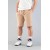 Bombe Men's Casual Ribbed Straight Shorts - Beige Slim Fit with Side Pockets