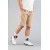 Bombe Men's Casual Ribbed Straight Shorts - Beige Slim Fit with Side Pockets