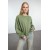 Khaki Embroidered Crew Neck Sweatshirt with Fleece Interior - Crop, Regular Fit