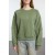 Khaki Embroidered Crew Neck Sweatshirt with Fleece Interior - Crop, Regular Fit