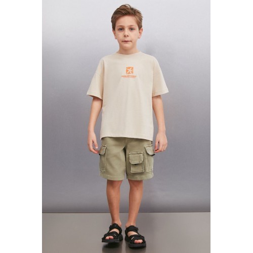 GRIMELANGE Yohan Boy Beige T-Shirt | Minimalist Style & Comfort