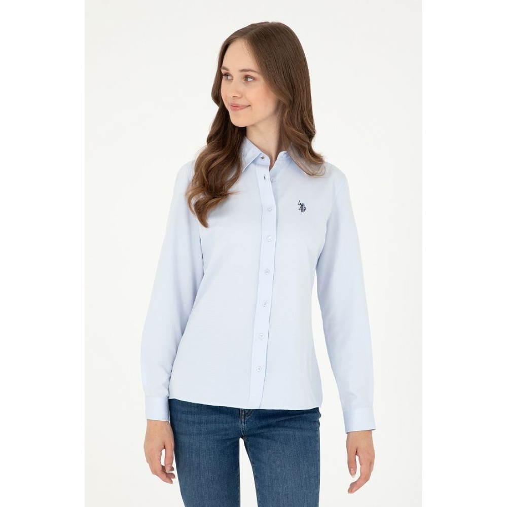 U.S. Polo Assn. Women's Light Blue Long Sleeve Basic Shirt