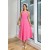 Pink Midi Dress with Square Collar and Thick Straps | Casual A-Line Fit