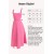 Pink Midi Dress with Square Collar and Thick Straps | Casual A-Line Fit