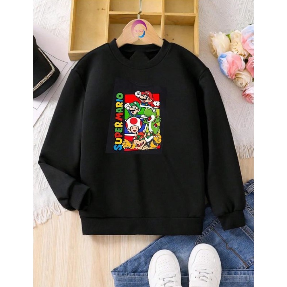 Cotton Special Super Mario Printed Sweatshirt – Unisex Black