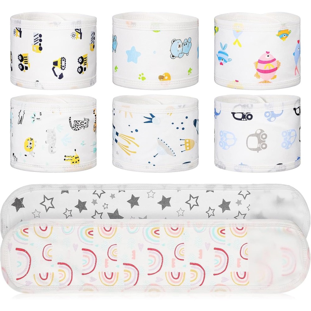 NALACAL 8 Pcs Cartoon Cotton Baby Belly Bands – Adjustable, Soft, & Adorable