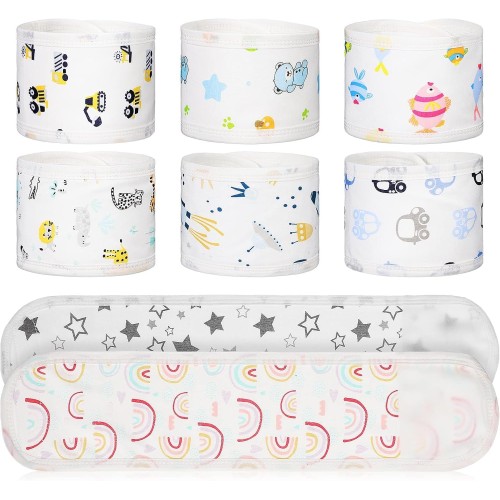 NALACAL 8 Pcs Cartoon Cotton Baby Belly Bands – Adjustable, Soft, & Adorable