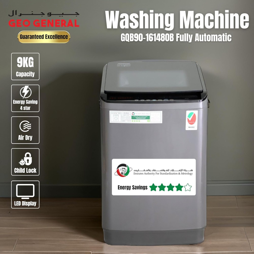 Geo General 9KG Fully Automatic Washing Machine with Child Lock, Fuzzy Logic & Air Dry