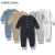 Newborn Baby Long Sleeve Cotton Romper with Pocket, Soft Solid Jumpsuit for Spring & Autumn