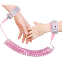 POBLLEM Anti-Lost Wrist Link for Toddlers & Kids, 8.2 Feet, Pink (Red) Safety Leash with Key Lock