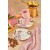 Babion Lux Ceramic Cherry Pink Turkish Coffee Cup Set for 2 – 80ml Cups with 6 Cup Mats