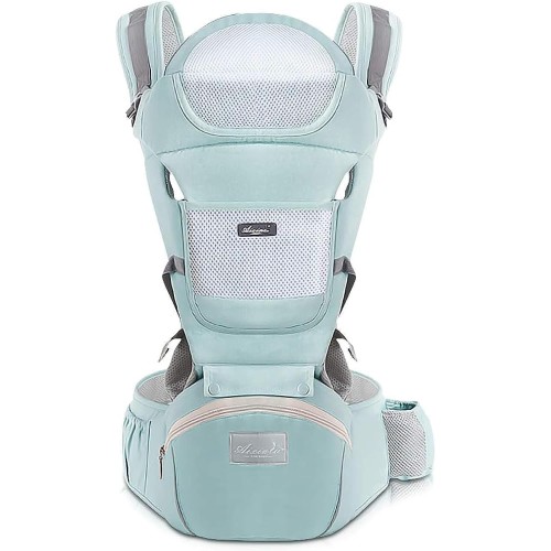 Ssonlun 6-in-1 Baby Carrier with Waist Stool – Adjustable, Soft Cotton Carrier for Newborn to Toddler