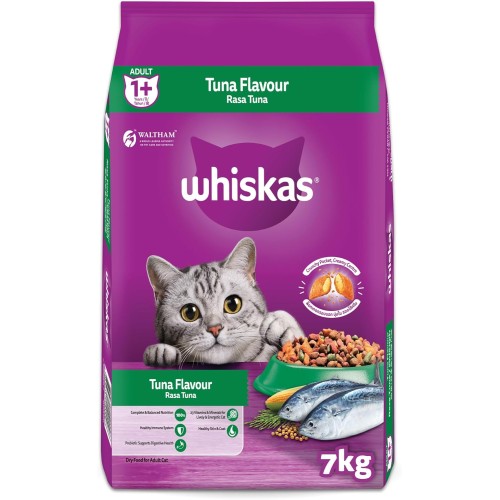 Whiskas Tuna Dry Cat Food, 7kg Bag for Adult Cats 1+ Years, Complete and Balanced Nutrition