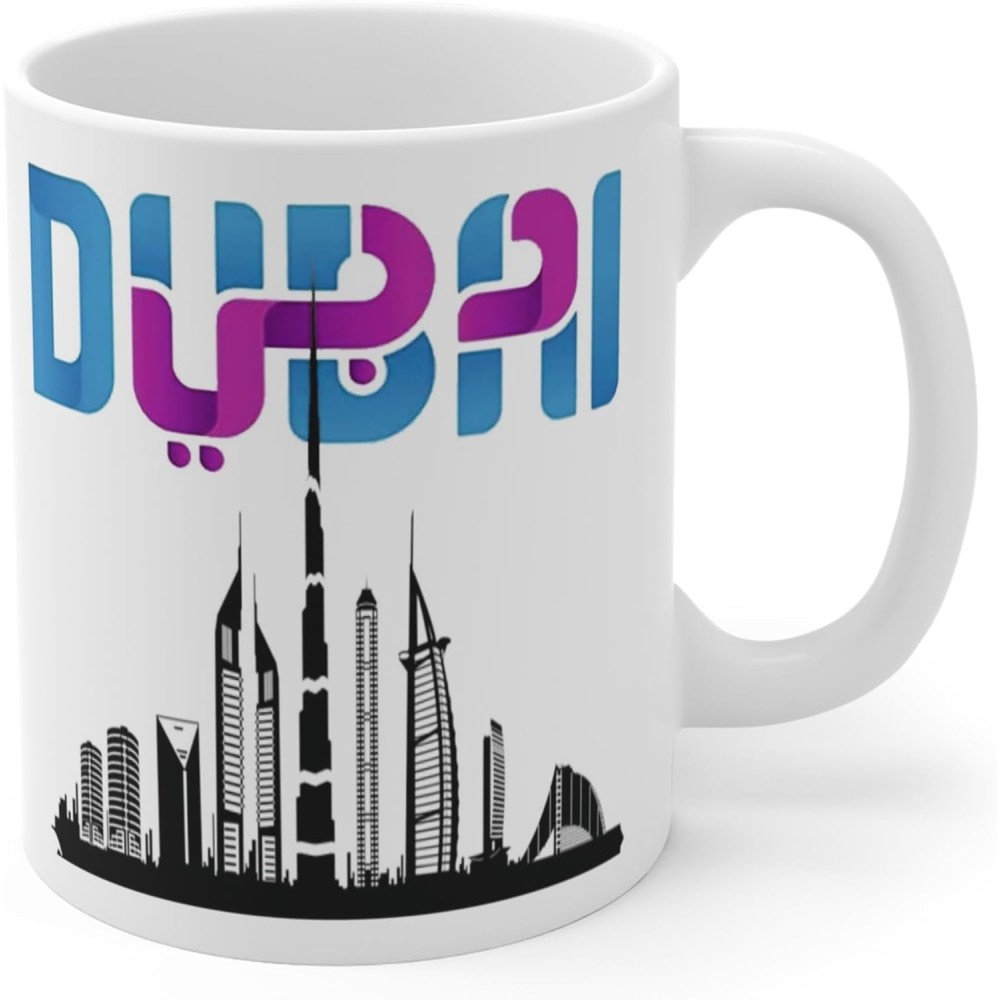 Bait Al Noor Gifts 11oz Dubai Coffee Mug, I Love Dubai, UAE Love Mug