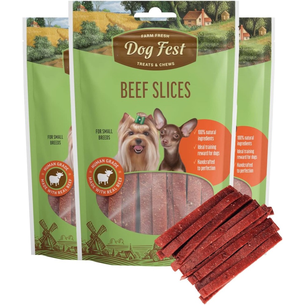 Dog Fest Beef Slices for Mini Dogs - Dog Treats, 55g (1.94oz)