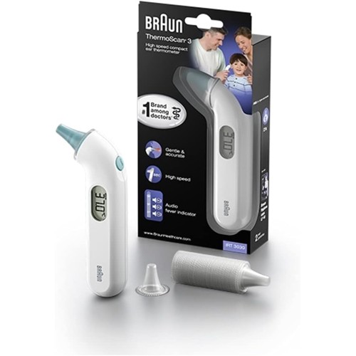 Braun IRT 3030 Ear Thermoscan 3 | Ultra Clear Screen & Audio Fever Indicator | Fast & Accurate Thermometer