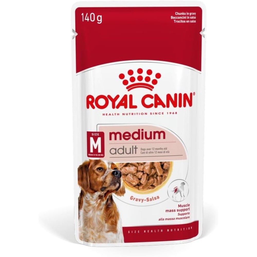 Royal Canin SHN Medium Adult Wet Food Pouches Box of 10x140g - Sensitive Stomach Care for Medium Breeds