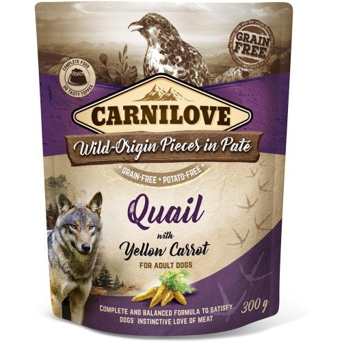 Carnilove Quail with Yellow Carrot for Adult Dogs (Wet Food Pouches) 12x300g