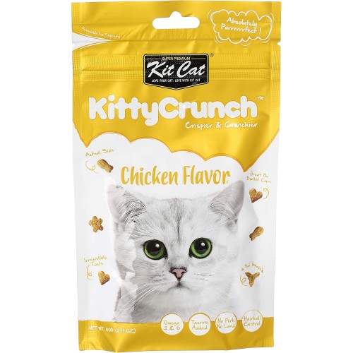 Kit Cat Kitty Crunch Chicken Flavor Cat Treats 60g – Hairball Control & Dental Care