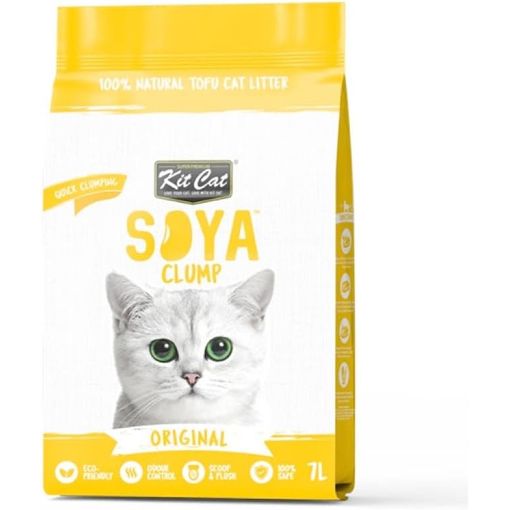 Kit Cat Soya Clump Soybean Cat Litter - Original 7L | Quick Clumping & Odor Control