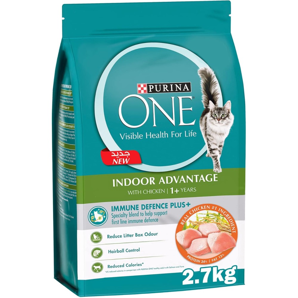 Purina One® Indoor Advantage Chicken Dry Cat Food, 2.7kg for Adult Cats 1+ Years