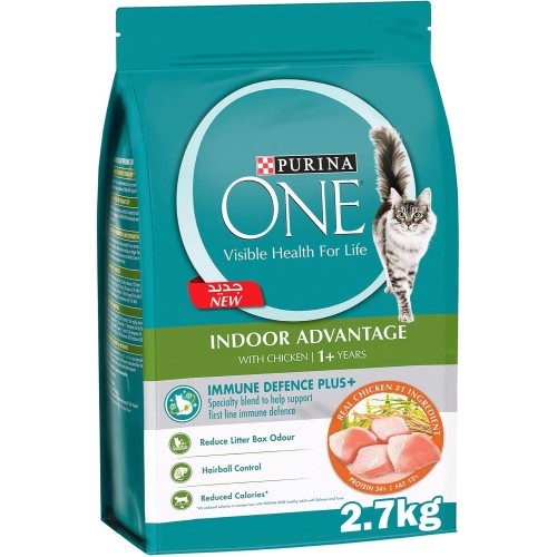 Purina One® Indoor Advantage Chicken Dry Cat Food, 2.7kg for Adult Cats 1+ Years