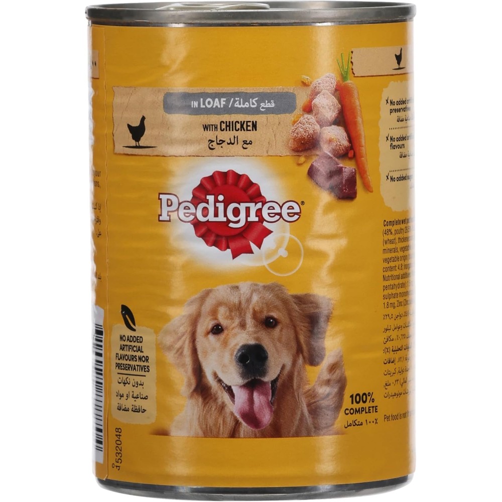 Pedigree Chicken Loaf Wet Dog Food Can 400g – Natural & Balanced Nutrition