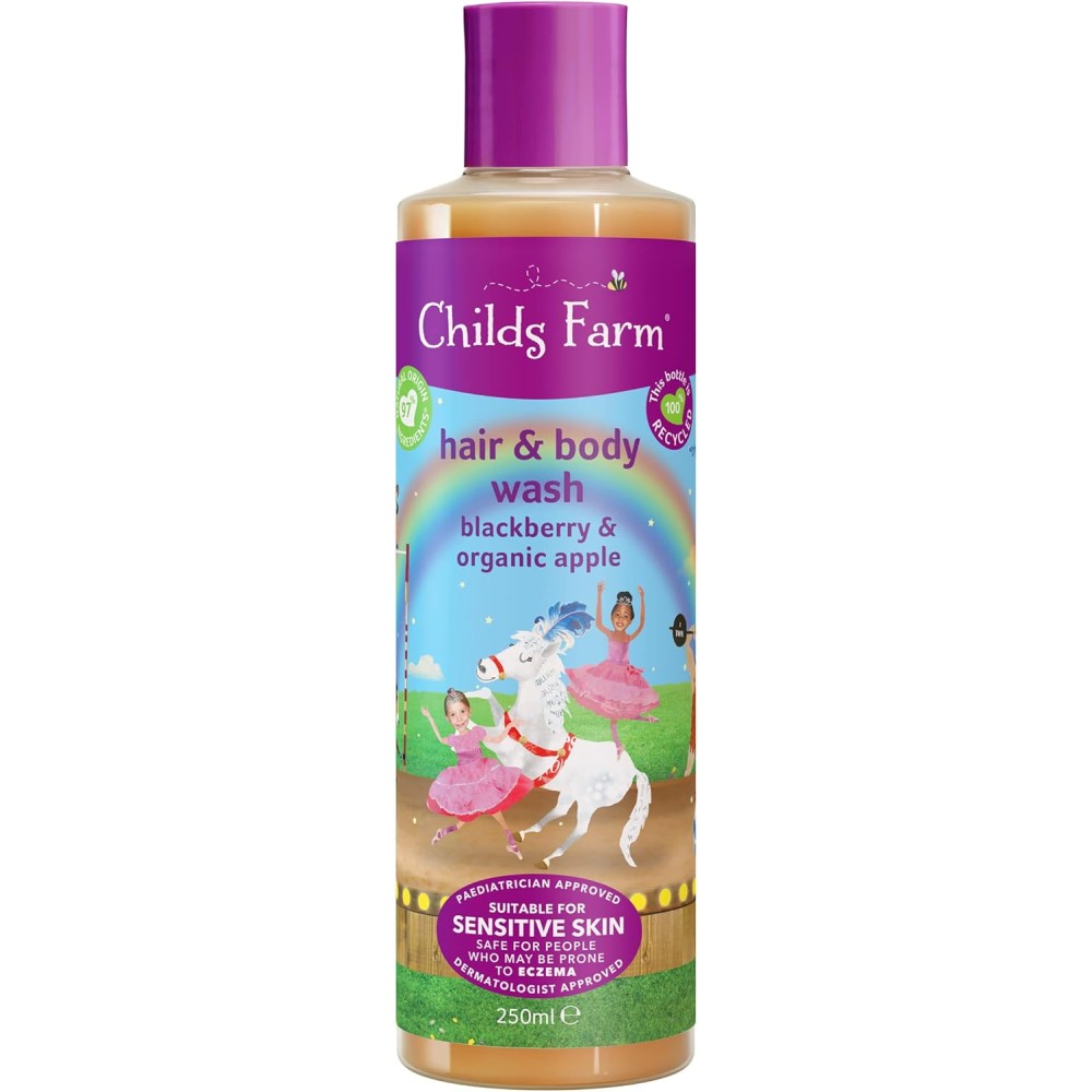 Childs Farm Blackberry & Organic Apple Hair & Body Wash | 250ml | Gentle Care for Sensitive Skin