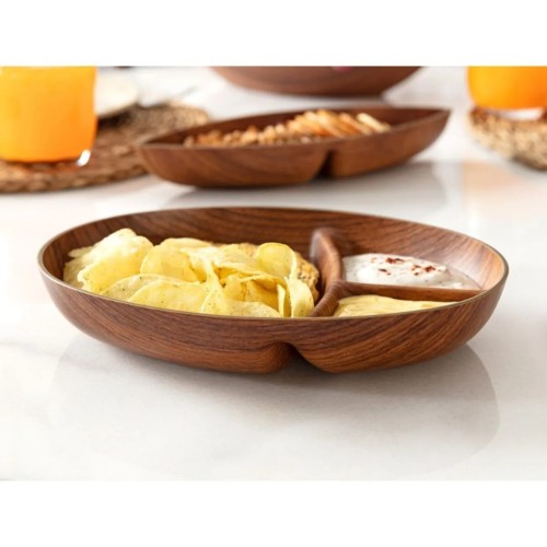 Madame Coco Angers Oval Three-Compartment Glass Snack Bowl Set