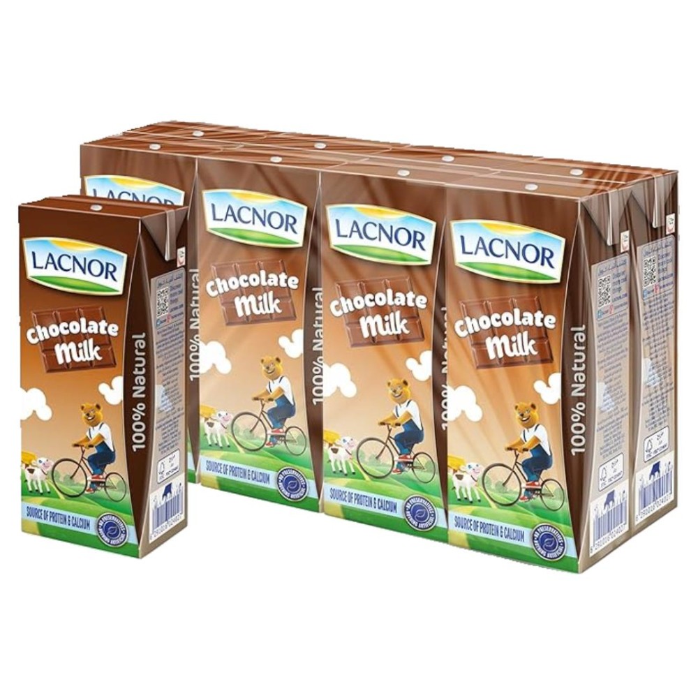 Lacnor Essentials Chocolate Milk - 8 Pack of 180ml for Rich, Creamy Indulgence