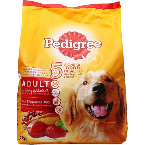 Pedigree Beef & Vegetables Dry Dog Food (Adult), 3Kg