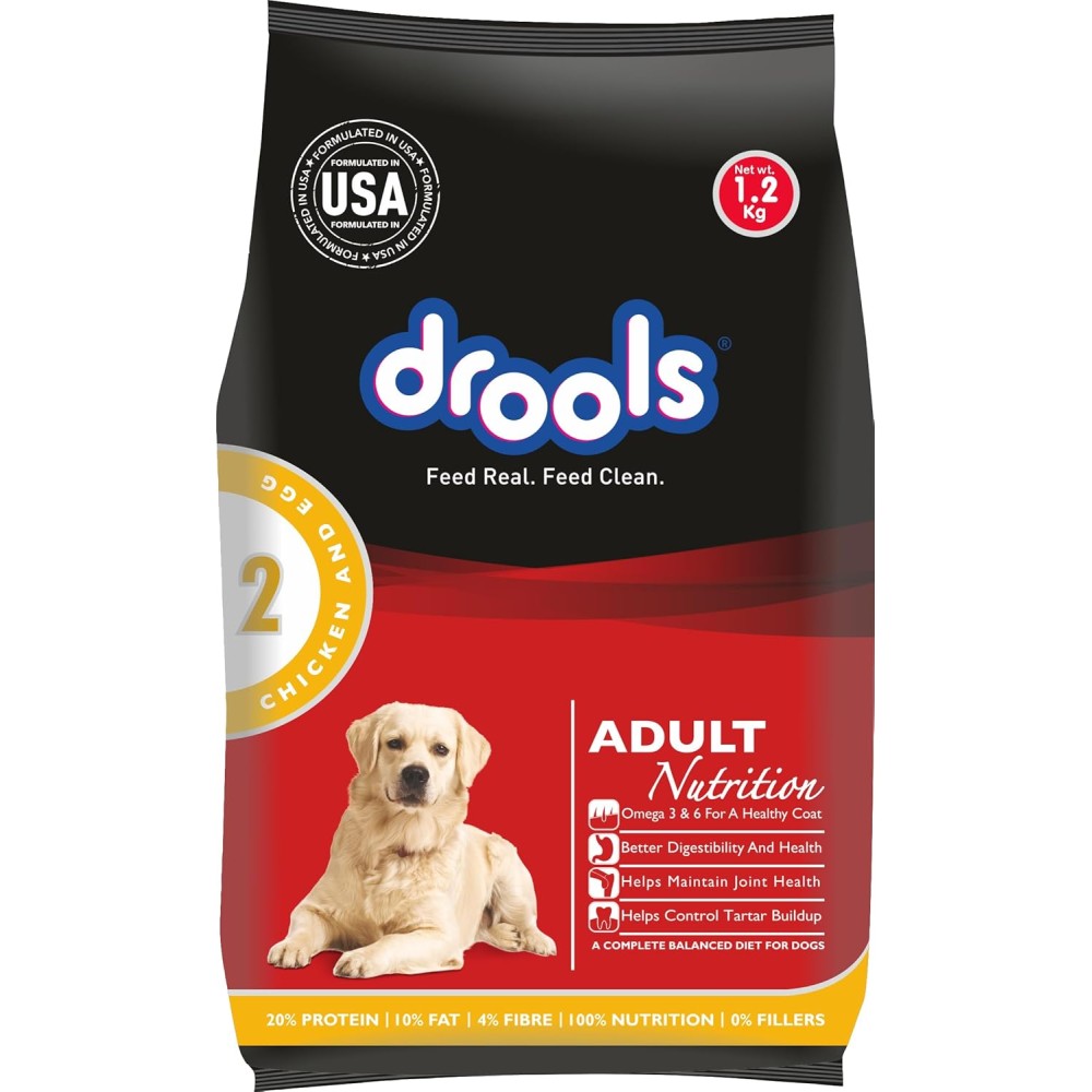 Drools Chicken and Egg Adult Dry Dog Food, 1.2 Kg – Complete Nutrition