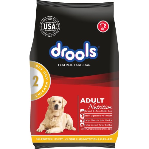 Drools Chicken and Egg Adult Dry Dog Food, 1.2 Kg – Complete Nutrition