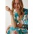 Happiness Istanbul Women's Ecru Turquoise Wrap Collar Balloon Sleeve Knitted Dress