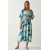 Happiness Istanbul Women's Ecru Turquoise Wrap Collar Balloon Sleeve Knitted Dress