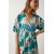 Happiness Istanbul Women's Ecru Turquoise Wrap Collar Balloon Sleeve Knitted Dress