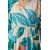 Happiness Istanbul Women's Ecru Turquoise Wrap Collar Balloon Sleeve Knitted Dress