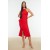 Trendyol Collection Flounced Black/Red Evening Dress – Elegant Wrapover Midi Halterneck