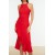 Trendyol Collection Flounced Black/Red Evening Dress – Elegant Wrapover Midi Halterneck