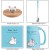 Angelice Home Blue Cat Mug with Lid & Spoon, Cute Ceramic Coffee Cup for Women