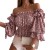 Women’s Flare Sleeve Blouse – Off Shoulder Multi-layer Ruffle Shirt with Colorful Prints