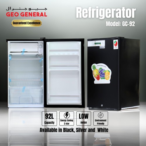 Geo General GC-92 Refrigerator - 92L with Freezer, Eco-Friendly, Compact, White