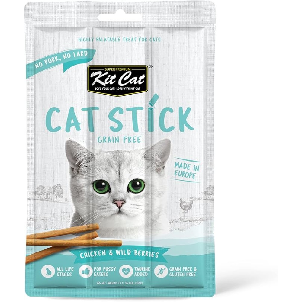 Kit Cat Grain Free Cat Stick Chicken & Wild Berries | Cat Treat 15g