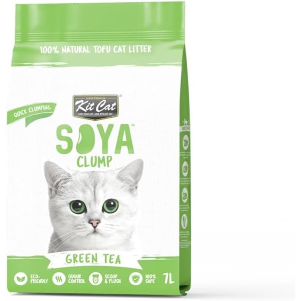 Kit Cat Soya Clump Soybean Cat Litter – Green Tea Scent | Quick Clumping & Odor Control | 7L