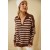 Striped Polo Neck Long Sleeve Crop Knitwear – Casual New Year’s Eve Glam Style